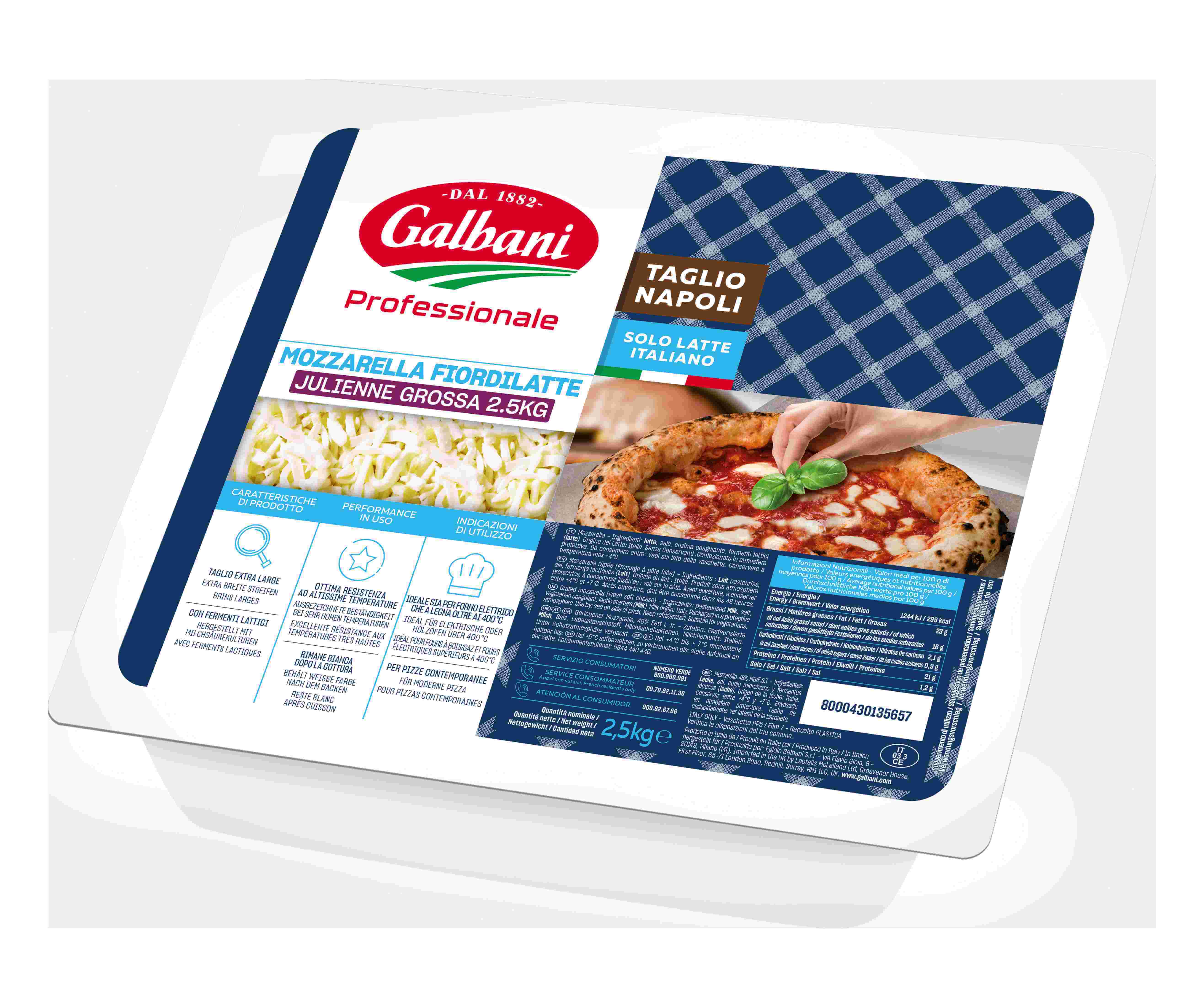 Galbani Professionale presenta la Mozzarella Fiordilatte Taglio Napoli, concebida para la auténtica cocción napolitana a altas temperaturas